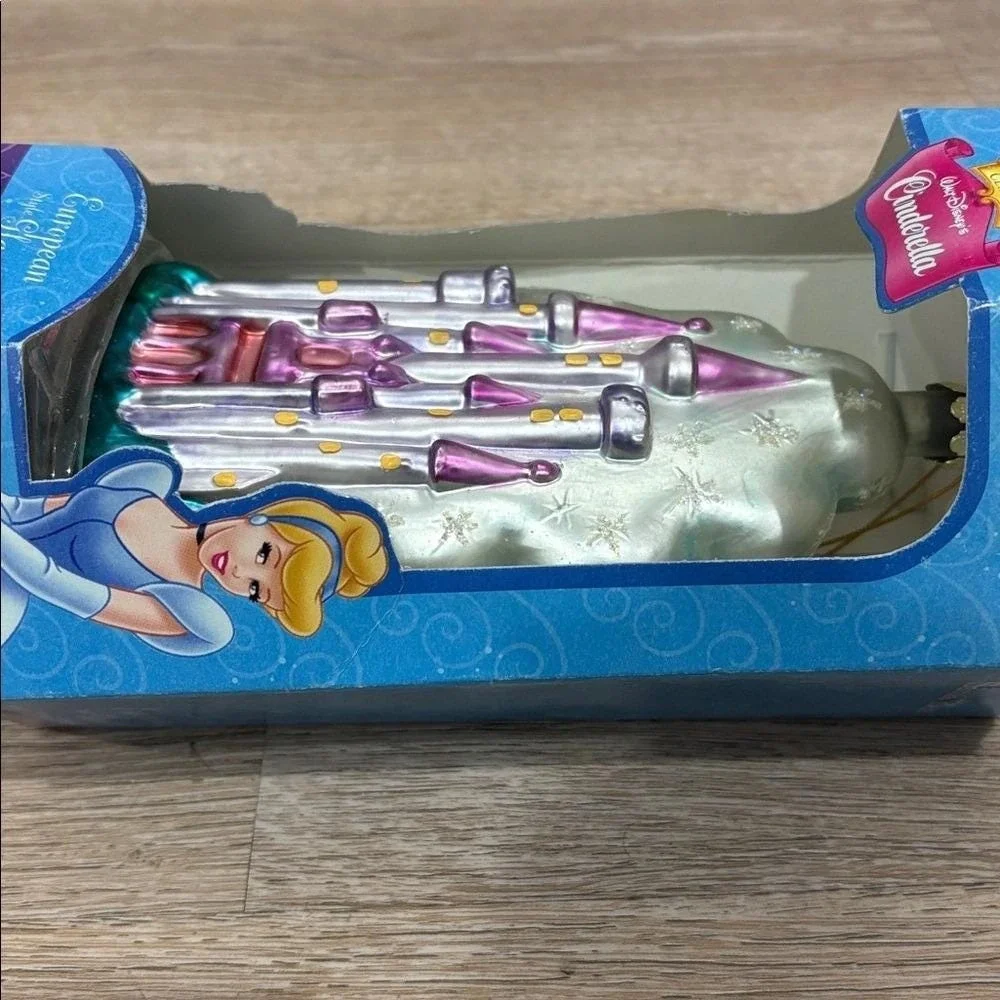Disney Cinderella European Glass Ornament‎ Set Santa's Best 2000 NIB